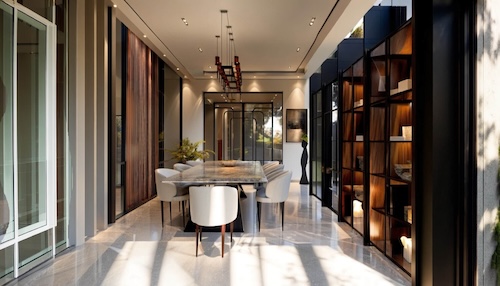 Modern hallway with glass partition